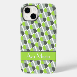 Modern art deco inspired bright green name  Case-Mate iPhone 14 case