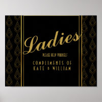 Modern art deco ladies restroom sign- toiletries