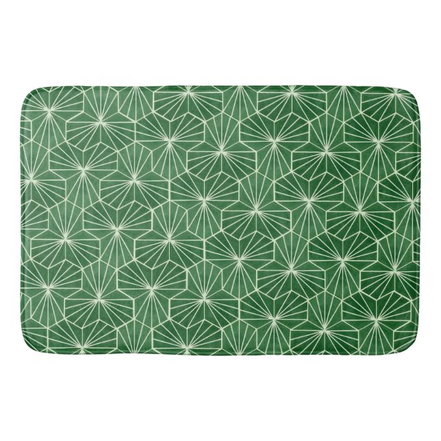 Modern Art Deco Lime Green Geometrical Pattern Bath Mat (Front)