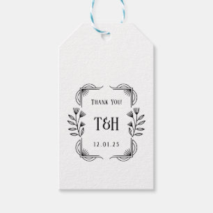 Modern Art Deco Monogram Gift Tags Botanical Frame