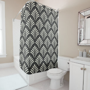 Modern Art Deco Motif Pattern Black and White  Shower Curtain