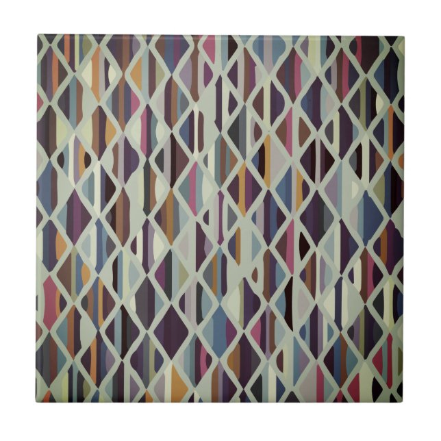 Modern Art Deco Multi-colour Ceramic Tile (Front)