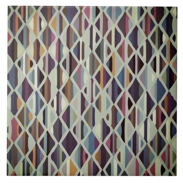 Modern Art Deco Multi-colour Ceramic Tile (Front)