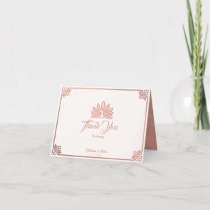 Modern Art Deco Pink Peacock Wedding Folded Thank You Card
