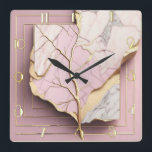 Modern Art Deco Pink Square Wall Clock<br><div class="desc">Great clock design. You will love it like others. Be free to use this design for other product you like or to customise and add your text. Follow me for more. Thank you. Have a nice day.</div>