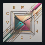 Modern Art Deco Square Wall Clock<br><div class="desc">Great clock design. You will love it like others. Be free to use this design for other product you like or to customise and add your text. Follow me for more. Thank you. Have a nice day.</div>