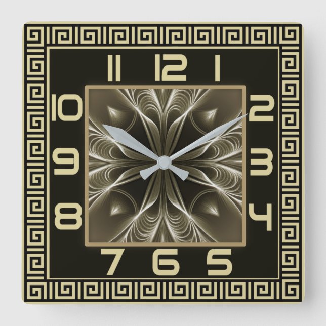 Modern Art Deco Square Wall Clock (Front)