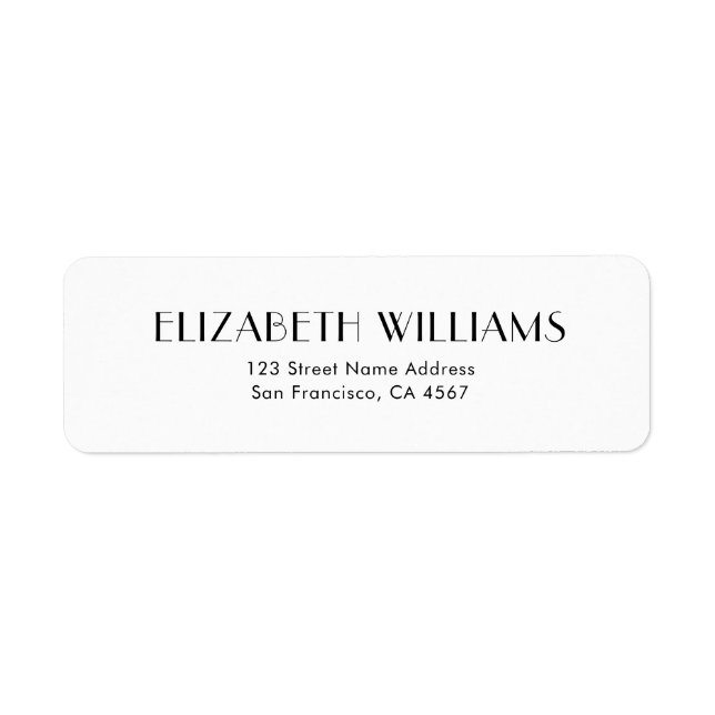 Modern Art Deco Typography Return Address Label (Front)
