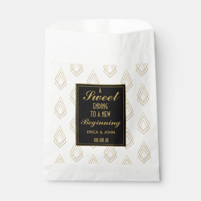 Modern Art deco Wedding Favour Bag Sweet Ending (Front)