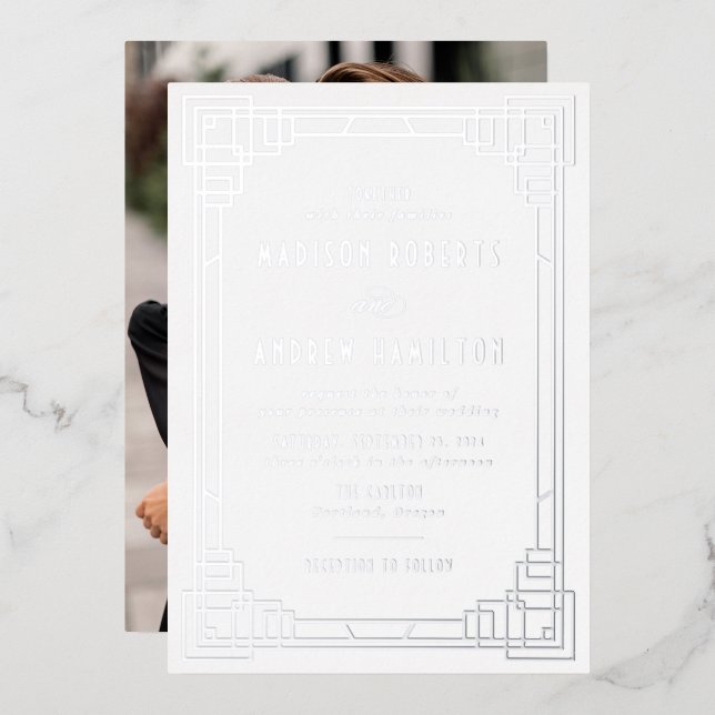 Modern Art Deco Wedding Silver (Front/Back)