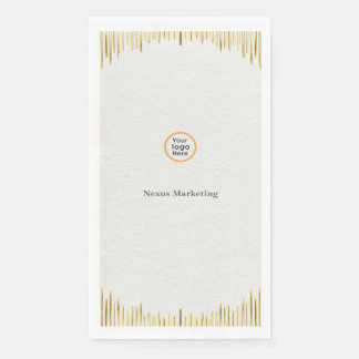 Modern Art Deco White Gold Corporate Guest Towel Napkin