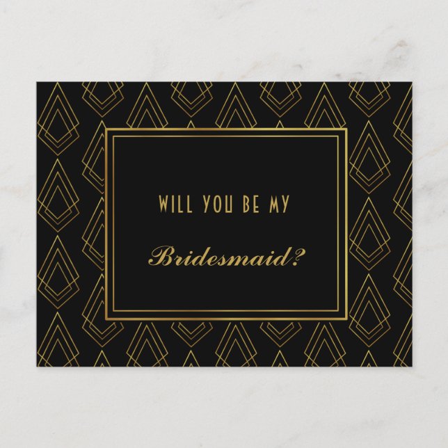 Modern art deco Will you be my bridesmaid card (Front)