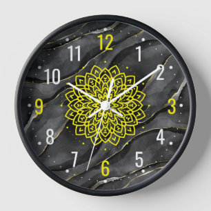 Modern Art Deco With Black Marble Effect - Unusual Clock