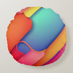 Modern Art Design Folds of Colour Round Cushion