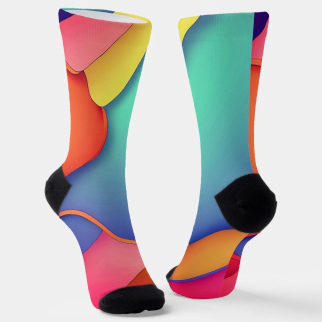 Modern Art Design Folds of Colour Socks (Angled)
