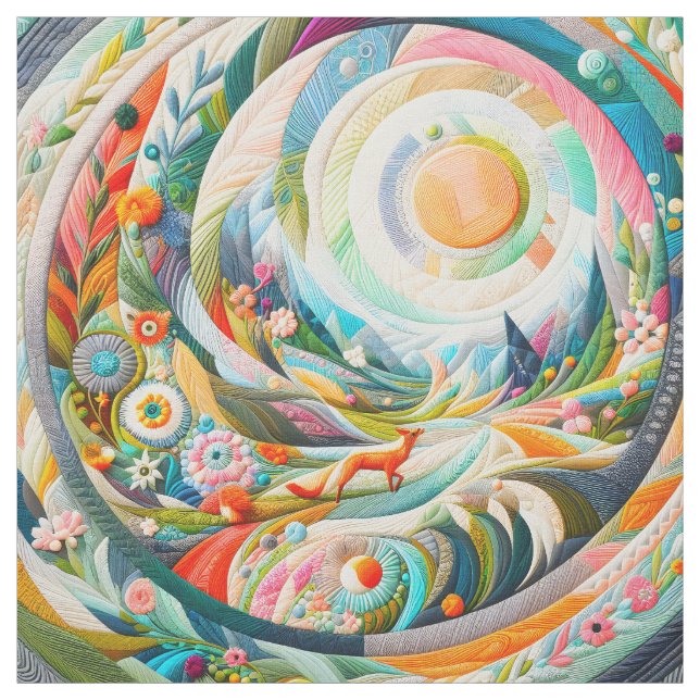 Modern Art Faux Embroidery Spring Landscape Fabric (Swatch)