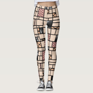 Modern Art Fishnet Skin & Leather Pattern Leggings