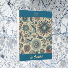 Modern Art Floral Motifs Logo Name Personalised 