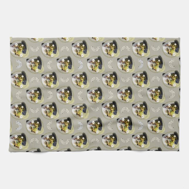 Modern Art Floral Pattern - Vibrant and Harmonious Tea Towel (Horizontal)