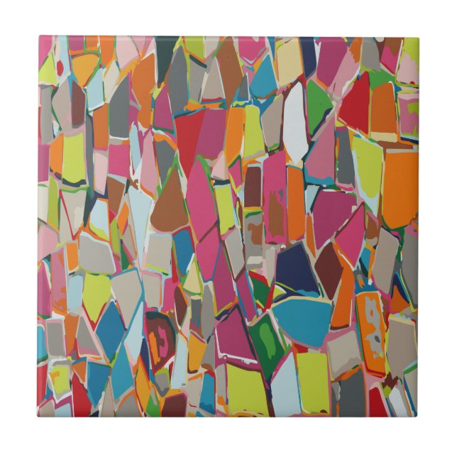 Modern Art Geometric Deco Multi-colour Ceramic Tile (Front)