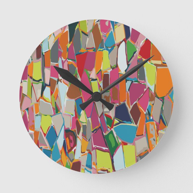 Modern Art Geometric Deco Multi-colour Round Clock (Front)