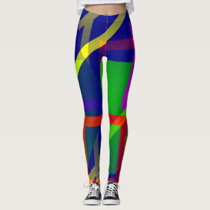 Modern Art Graphic Colour Block Artsy Leggings