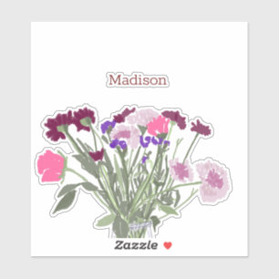 Modern Art Happy Colourful Wildflowers +Custom Nam