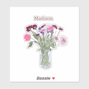 Modern Art Happy Colourful Wildflowers +Custom Nam