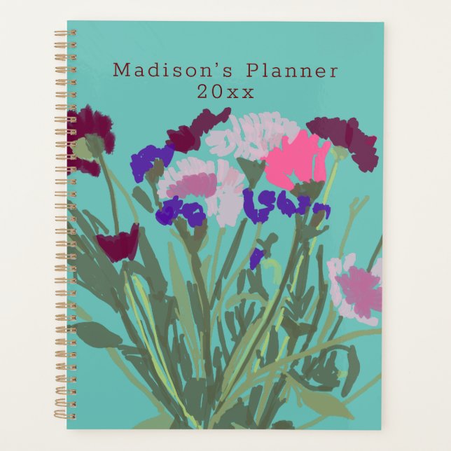 Modern Art Happy Colourful Wildflowers +Custom Nam Planner (Front)