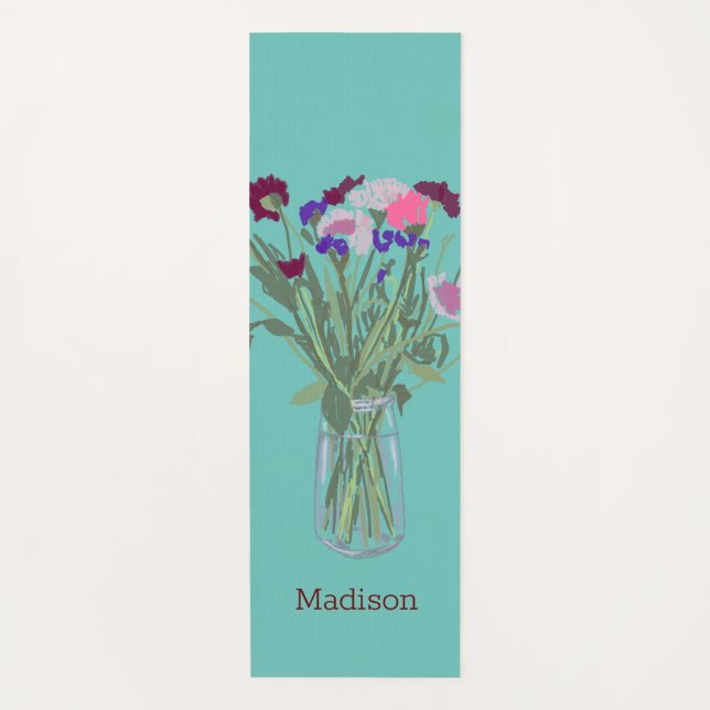 Modern Art Happy Colourful Wildflowers +Custom Nam Yoga Mat (Front)