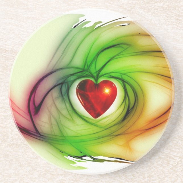Modern art heart, chic love pattern gifts for her coaster (Front)