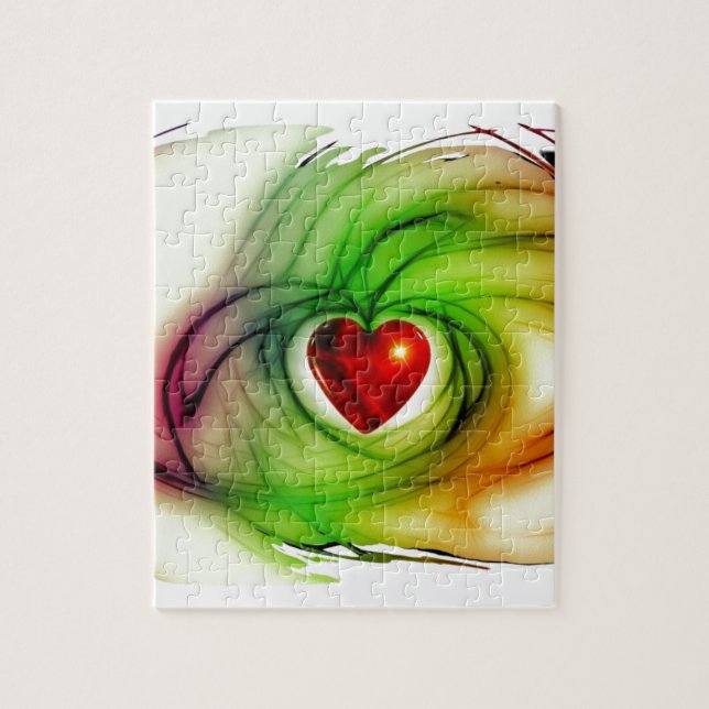 Modern art heart, chic love pattern gifts for her jigsaw puzzle (Vertical)