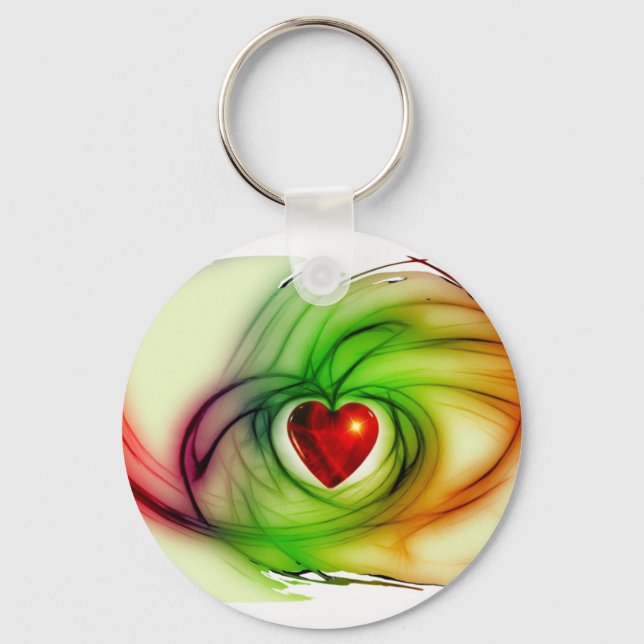 Modern art heart, chic love pattern gifts for her key ring (Front)