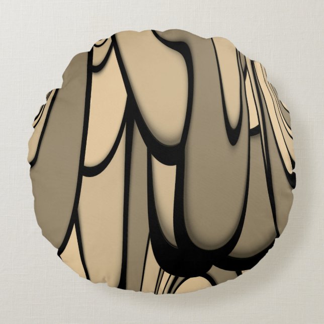 Modern Art Melting Brown Hues  Round Cushion (Front)