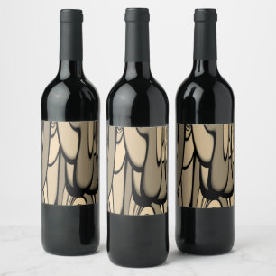 Modern Art Melting Brown Hues Wine Label
