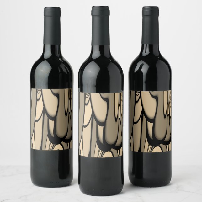 Modern Art Melting Brown Hues  Wine Label (Bottles)