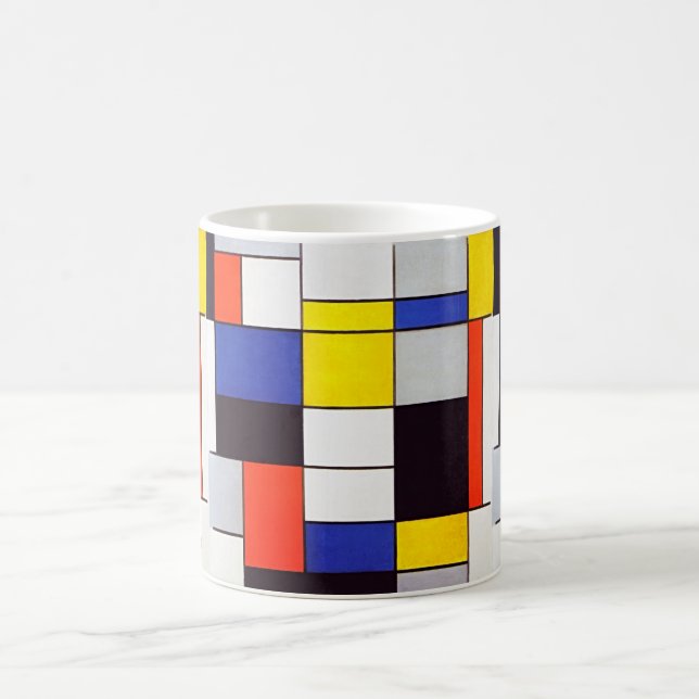 Modern Art Mug - Piet Mondrian's Retro Harmony (Center)