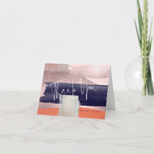 Modern Art, Navy Blue+Rose Gold Thank You Card