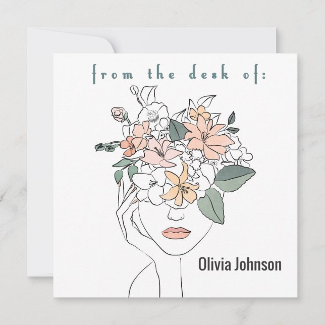 Modern Art Notecard Stationery Personalise Name (Front)