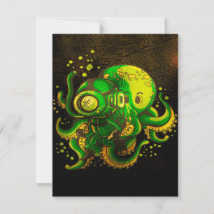 Modern Art Octopus   Mysterious Ocean Invitation