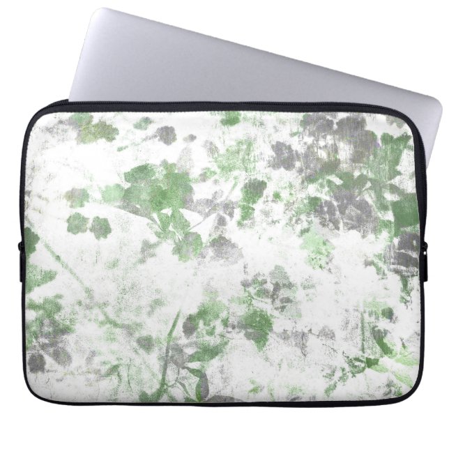 Modern art of flower pattern and wall texture mix laptop sleeve (Front)