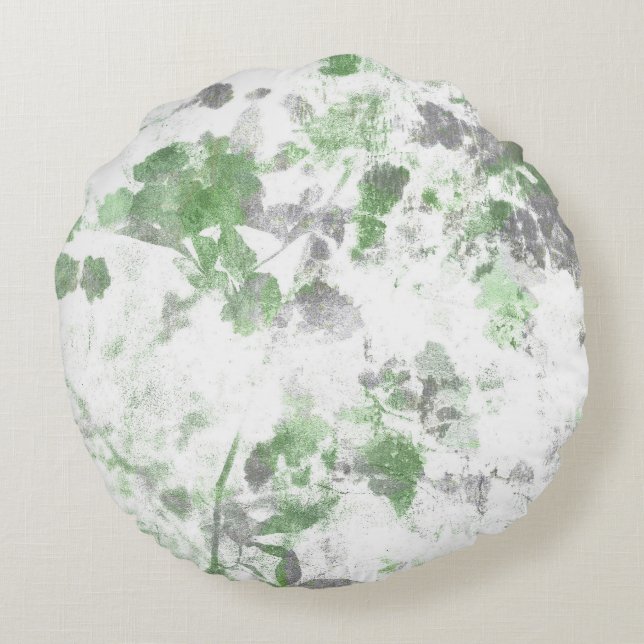 Modern art of flower pattern and wall texture mix round cushion (Back)