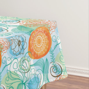 Modern Art Of Orange And Teal Tablecloth