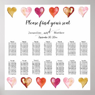 Modern Art Painted Heart Valentines Seating Chart