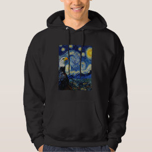 Modern Art Painting Van Gogh Starry Night Bird Hoodie
