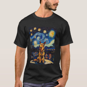 Modern Art Painting Van Gogh Starry Night German S T-Shirt