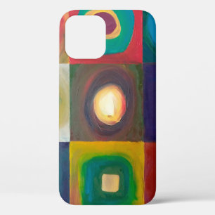 Modern Art Paintingart,modern,abstract,square,aqua iPhone 12 Case