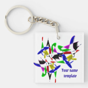 Modern art paintings ,Colour explosion Key Ring
