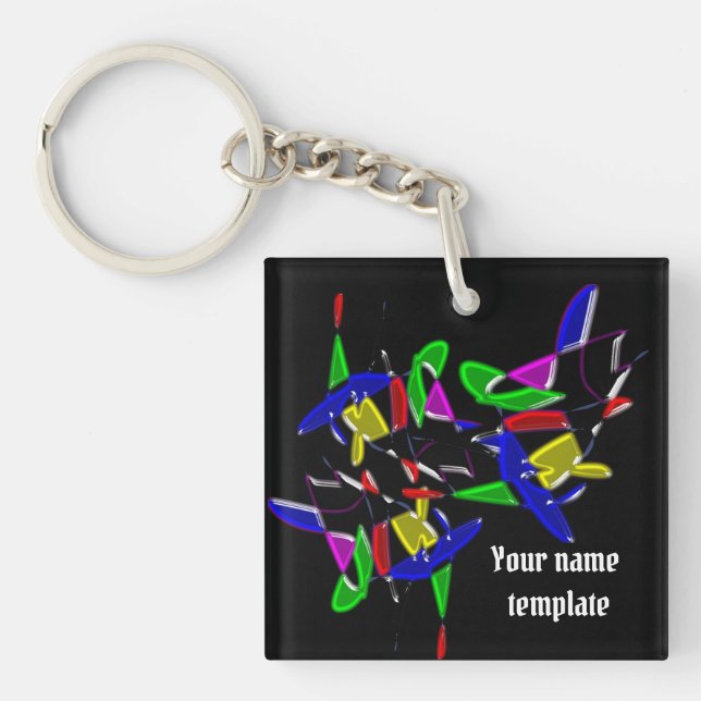Modern art paintings ,Colour explosion Key Ring (Front)