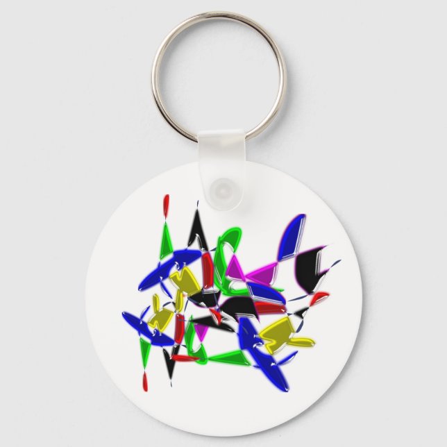 Modern art paintings ,Colour explosion Key Ring (Front)